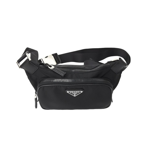 Prada Re-Nylon x Saffiano Leather Shoulder Bag Black - Picture 1 of 8